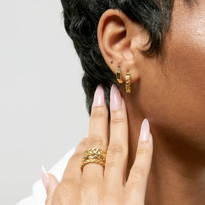 electra. Cuban Cuff Hoop Earrings