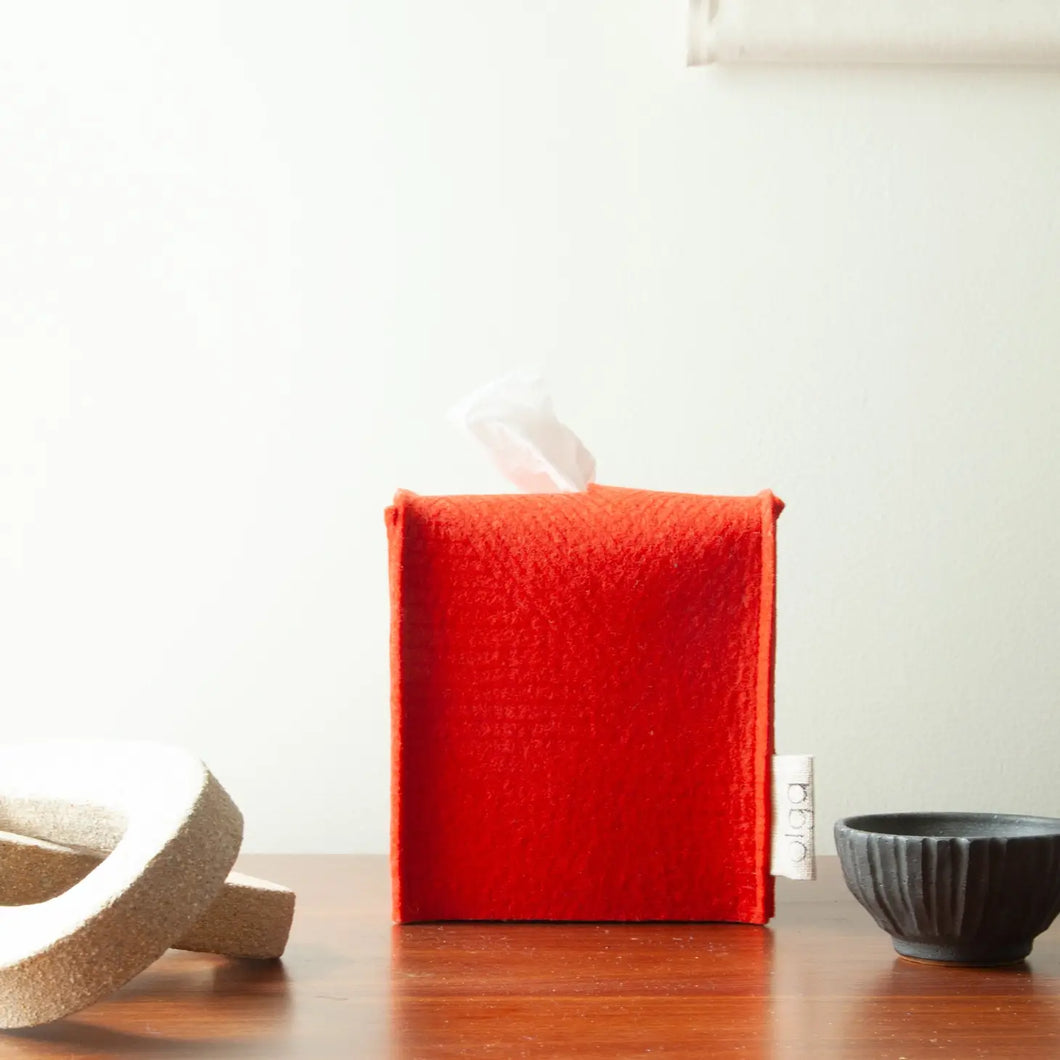 Tissue Box Cover | Red Zig Zag Wool
