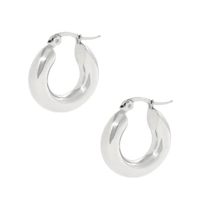 LUCY SMALL SILVER CHUNKY HOOP EARRINGS