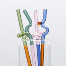 Load image into Gallery viewer, Curvy Glass Straw Set (2)
