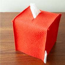 Load image into Gallery viewer, Tissue Box Cover | Red Zig Zag Wool

